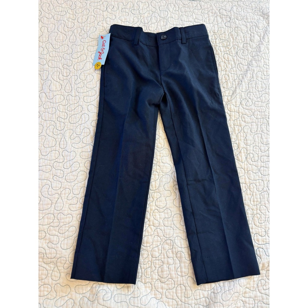 Cat & Jack Boys Navy Blue Chino Dress Pants‎ Size 4 Flat Front